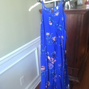 Blue floral mid length dress